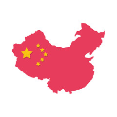 map china with flag isolated icon