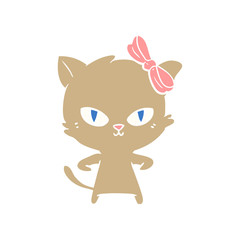 cute flat color style cartoon cat