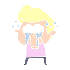 flat color style cartoon crying man