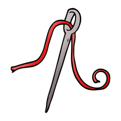cartoon doodle needle and thread