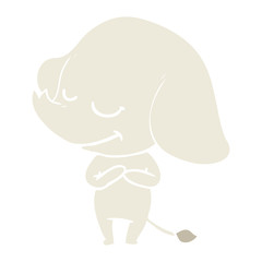 flat color style cartoon smiling elephant