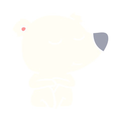 happy flat color style cartoon polar bear