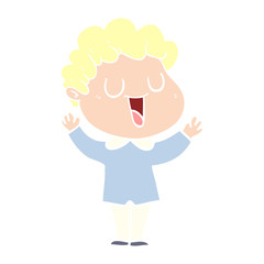laughing flat color style cartoon man