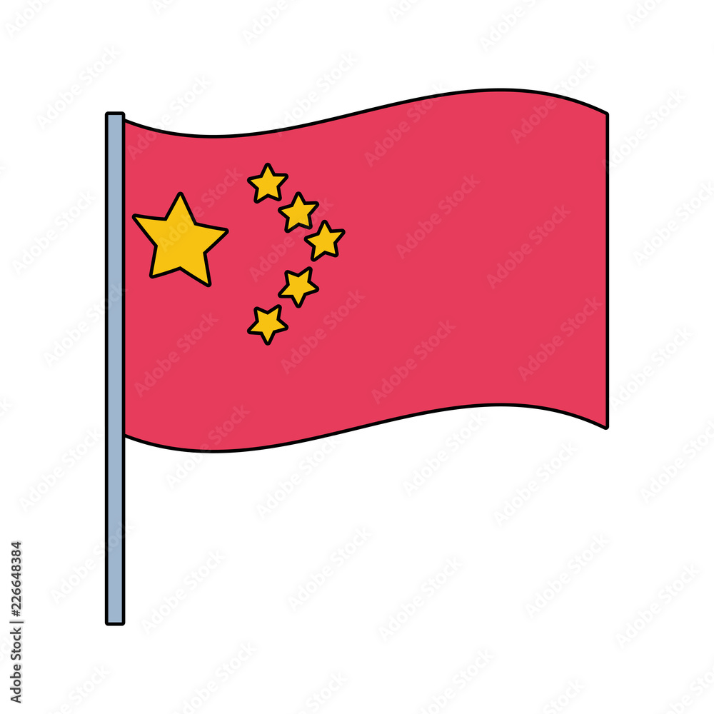 Sticker flag of china in stick isolated icon