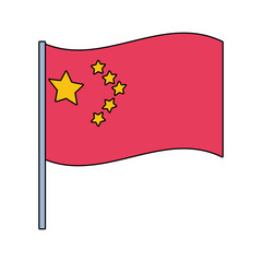 flag of china in stick isolated icon