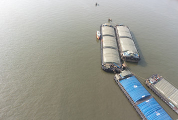 ship Sand dig By the water Sea View Chao Phraya River The estuary of thailand