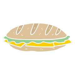 flat color style cartoon chesse sandwich