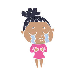 flat color style cartoon crying woman