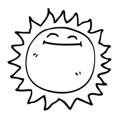 line drawing cartoon shining sun