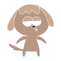 flat color style cartoon bored dog