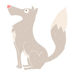 flat color illustration of a cartoon wolf