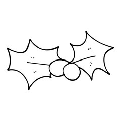 line drawing cartoon holly leaf