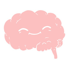 flat color style cartoon brain