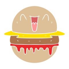flat color style cartoon happy burger