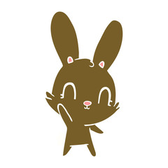 cute flat color style cartoon rabbit