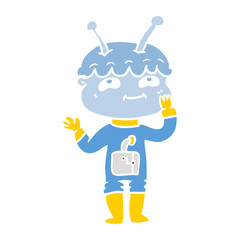 surprised flat color style cartoon spaceman