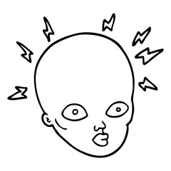 line drawing cartoon bald head