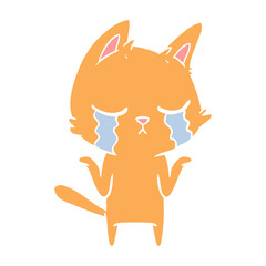 crying flat color style cartoon cat shrugging