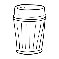 line drawing cartoon take out coffee