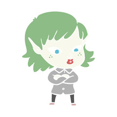 pretty flat color style cartoon elf girl