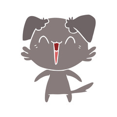 happy little dog flat color style cartoon