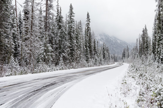 Driving Winding Mountains Roads in Winter - Powered by Adobe