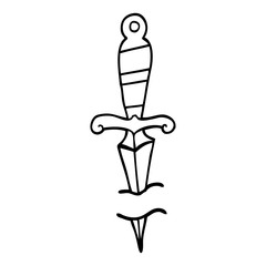 line drawing cartoon tattoo dagger symbol