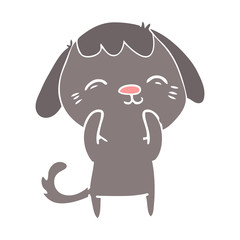 happy flat color style cartoon dog
