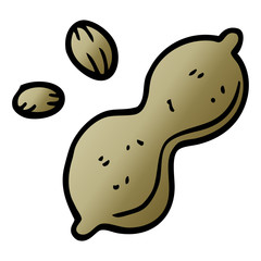 cartoon doodle peanut and shell