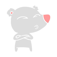 flat color style cartoon whistling bear