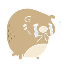 flat color style cartoon crying bear