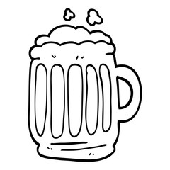 line drawing cartoon tankard of beer