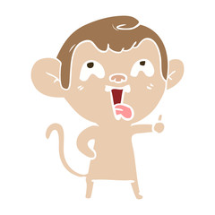 crazy flat color style cartoon monkey