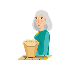 old woman with food chinese avatar character