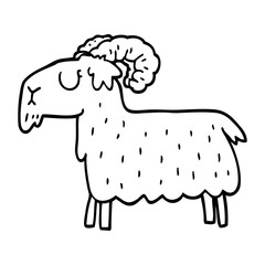 line drawing cartoon black goat