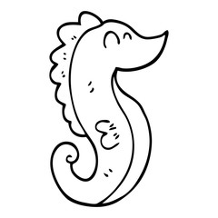 line drawing cartoon sea horse