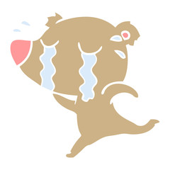flat color style cartoon crying bear