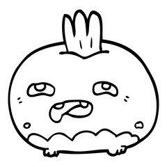 line drawing cartoon happy root vegetable