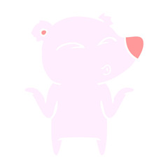 flat color style cartoon bear shrugging