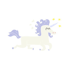 flat color illustration of a cartoon unicorn