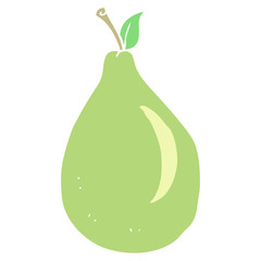 flat color illustration of a cartoon pear