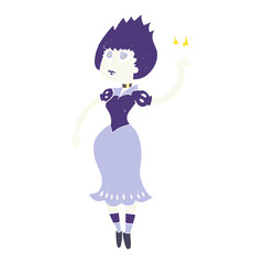 flat color illustration of a cartoon vampire girl