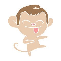 funny flat color style cartoon monkey pointing