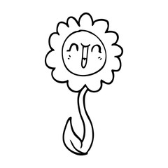 line drawing cartoon happy flower