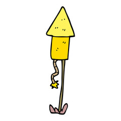 cartoon doodle firework rocket