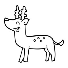 line drawing cartoon happy deer