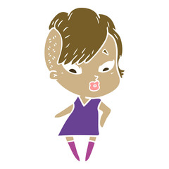 flat color style cartoon surprised girl