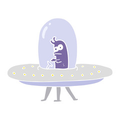 flat color illustration of a cartoon flying saucer