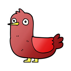 cartoon doodle red bird