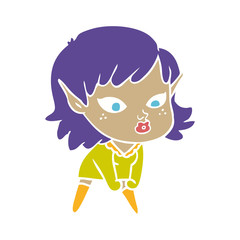 pretty flat color style cartoon elf girl